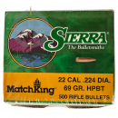 SIERRA 1380C MATCHKING® GESCHOSSE .22 / .224 69GR HPBT 500 STÜCK